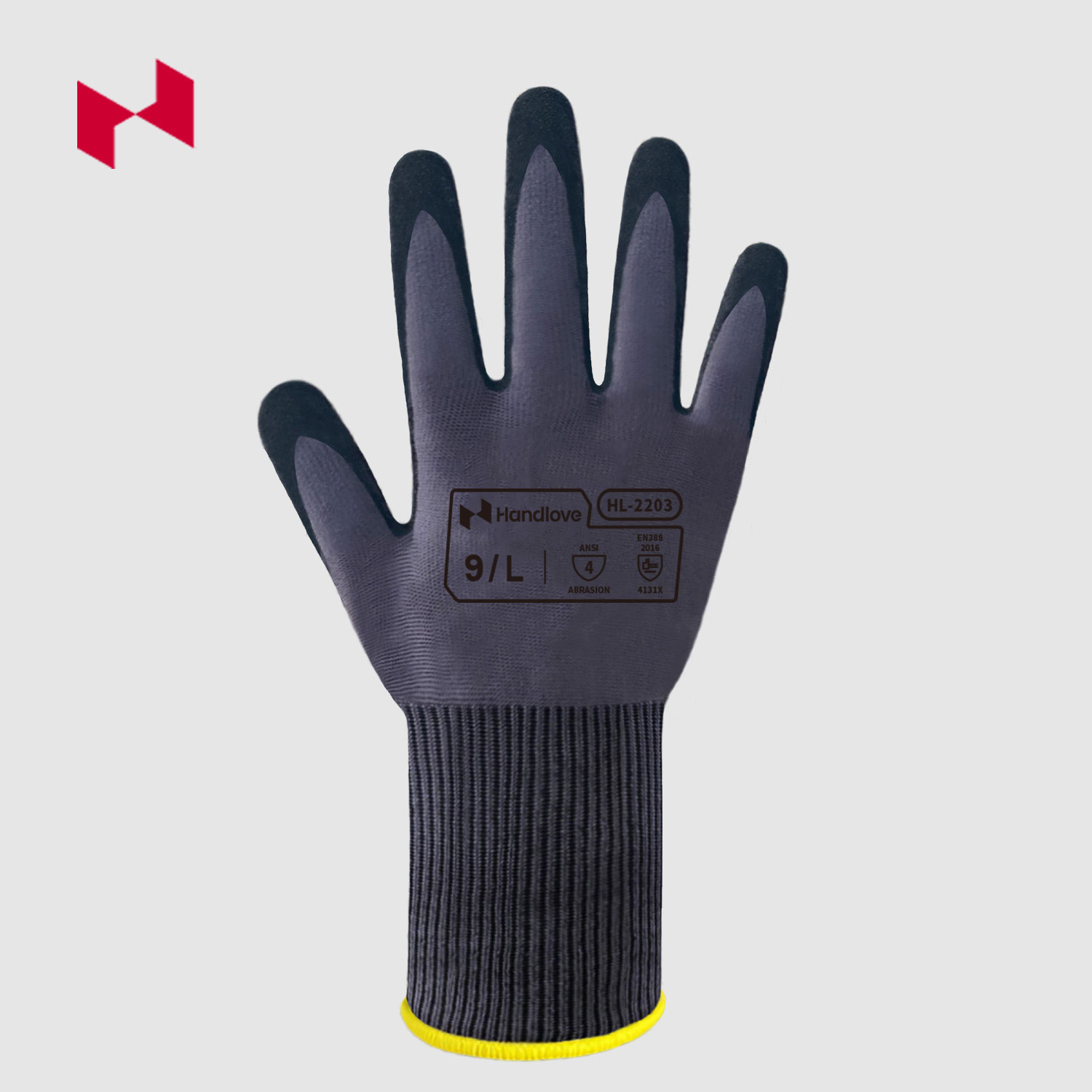 15G Nylon and Spandex Knitted With Nitrile Sandy Coated Glove