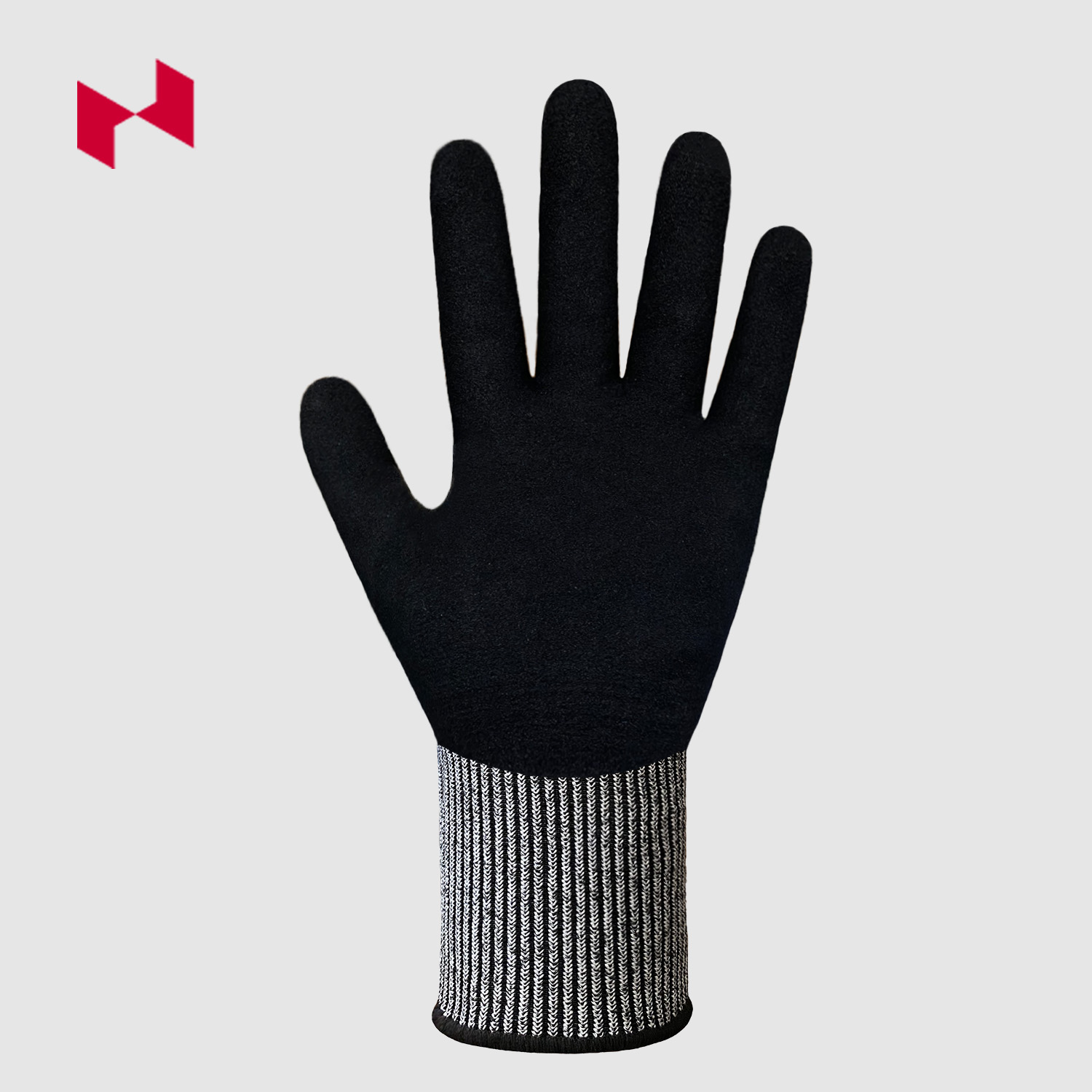 13G A9 Cut Resistant Tungsten Wire & Steel Fiber Knitted Sandy Nitrile Coated Glove - Image 2